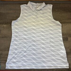 Nike White & Light Gray Sleeveless Polo Tank Top